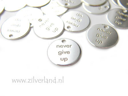 1 Stuk Sterling Zilveren Hanger- Never Give Up
