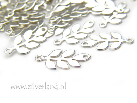 Sterling Zilveren Hanger/Connector- Takje met Blaadjes