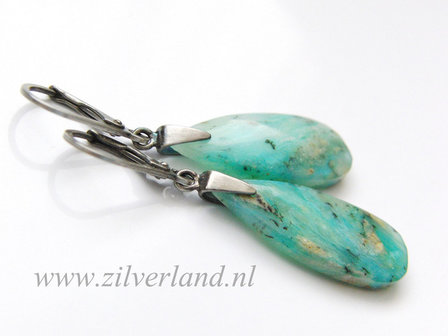 Sterling Zilveren Oorbellen met Blauwe Opaal (2)