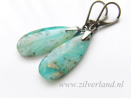 Sterling Zilveren Oorbellen met Blauwe Opaal (2)