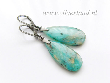 Sterling Zilveren Oorbellen met Blauwe Opaal (2)