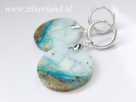 Zilveren Oorbellen met Blauwe Opaal