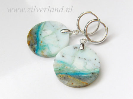 Zilveren Oorbellen met Blauwe Opaal