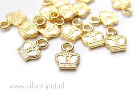 1 Stuk Sterling Zilveren Hangertje Kroon Klein- Verguld