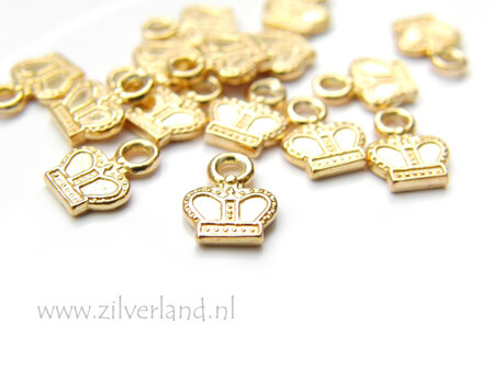 1 Stuk Sterling Zilveren Hangertje Kroon Klein- Verguld