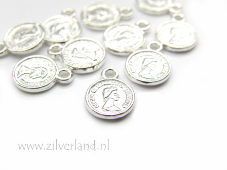 1 Stuk Sterling Zilveren Hangertje Munt Klein