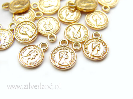 1 Stuk Sterling Zilveren Hangertje Munt Klein- Verguld