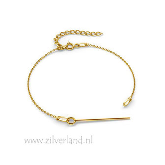 15cm Sterling Zilveren Armband met 3cm Kettelstift- Verguld