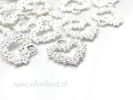1 Stuk Sterling Zilveren Hanger- Hart van Bloemen
