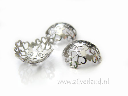 1 Stuk 16mm Sterling Zilveren Kralenkap- Gerhodineerd