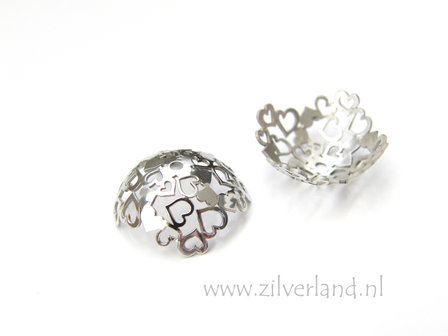 1 Stuk 16mm Sterling Zilveren Kralenkap- Gerhodineerd