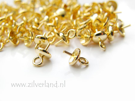 2 Stuks 5mm Sterling Zilveren Parelschotel met Pin- Verguld