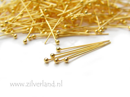 20 Stuks 0,50mm x 2,0cm Sterling Zilveren Nietstiften-Verguld