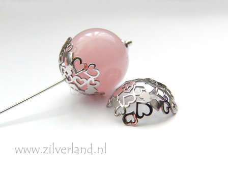 1 Stuk 16mm Sterling Zilveren Kralenkap- Gerhodineerd