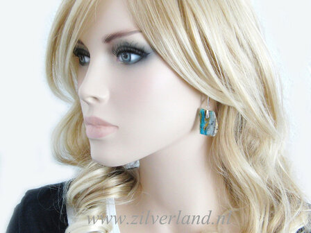 Sterling Zilveren Oorbellen met Blauwe Opaal (3) Gereserveerd