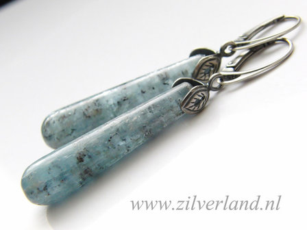 Sterling Zilveren Oorbellen met Kyaniet