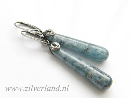 Sterling Zilveren Oorbellen met Kyaniet