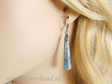 Sterling Zilveren Oorbellen met Kyaniet
