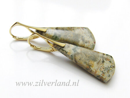 Sterling Zilveren Oorbellen met Oceaan Jaspis