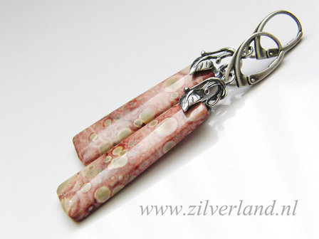 Sterling Zilveren Oorbellen met Birds Eye Jaspis