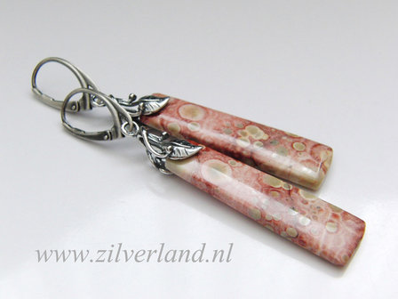 Sterling Zilveren Oorbellen met Birds Eye Jaspis