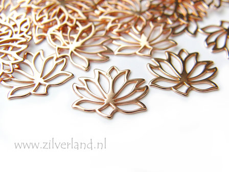 1 Stuk Sterling Zilveren Hanger/Chandelier- Lotusbloem Rose Verguld