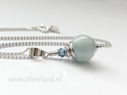 Handgemaakte Edelsteen Ketting met Aquamarijn- Gerhodineerd