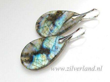 -NIEUW- Zilveren Edelstenen Oorbellen met Labradoriet 
