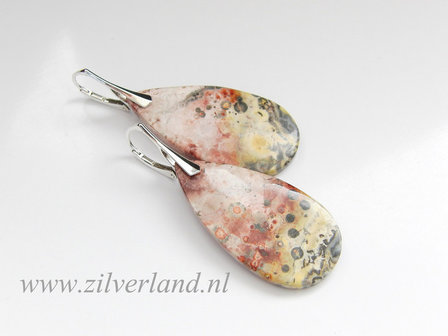 NIEUW- Sterling Zilveren Oorbellen met Birds Eye Jaspis (2)