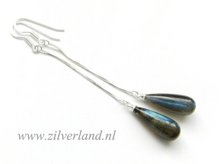 Zilveren Oorbellen met Labradoriet Edelstenen