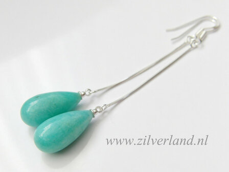 Sterling Zilveren Oorbellen met Blauwe Amazoniet