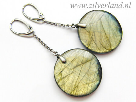 Zilveren Edelstenen Oorbellen met Labradoriet en Lapis Lazuli (2)