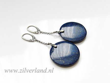 Zilveren Edelstenen Oorbellen met Labradoriet en Lapis Lazuli (2)