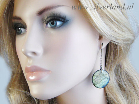 Zilveren Edelstenen Oorbellen met Labradoriet en Lapis Lazuli (2)