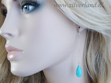 Sterling Zilveren Oorbellen met Blauwe Amazoniet