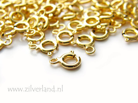 6mm Sterling Zilveren Veerring Slotje- Verguld