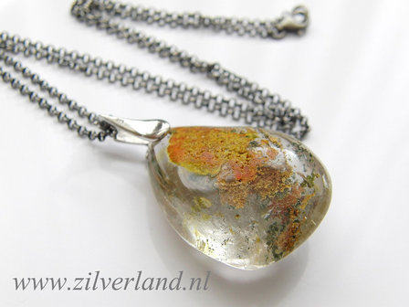 Sterling Zilveren Ketting met Bergkristal met Chloriet