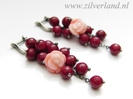 -Edelstenen Oorbellen met Jade en Koraal