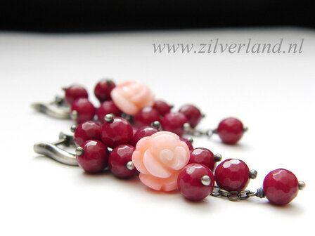 -Edelstenen Oorbellen met Jade en Koraal