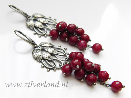 Zilveren Edelstenen Oorbellen met Jade