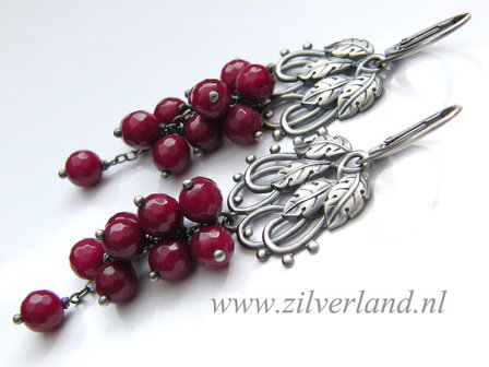 Zilveren Edelstenen Oorbellen met Jade