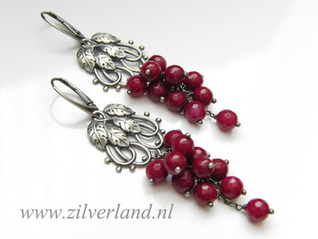 Zilveren Edelstenen Oorbellen met Jade