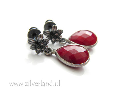 Handgemaakte Oorstekers met Robijn Edelstenen