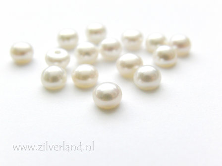 1 Stuk 5mm Zoetwaterparel Half Doorboord- Wit