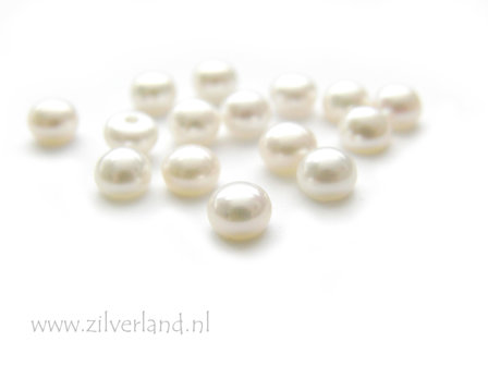 1 Stuk 5mm Zoetwaterparel Half Doorboord- Wit