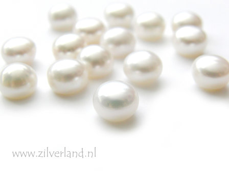 1 Stuk 10mm Zoetwaterparel Half Doorboord- Wit