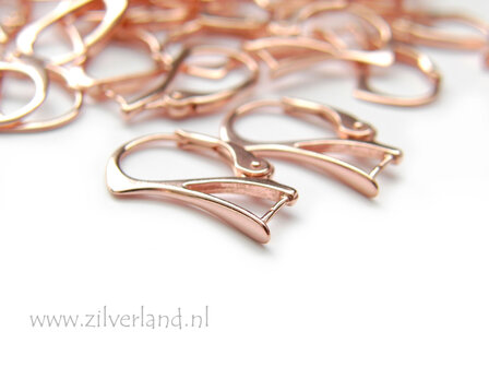 Sterling Zilveren Oorhaken met Klem- Rose Verguld
