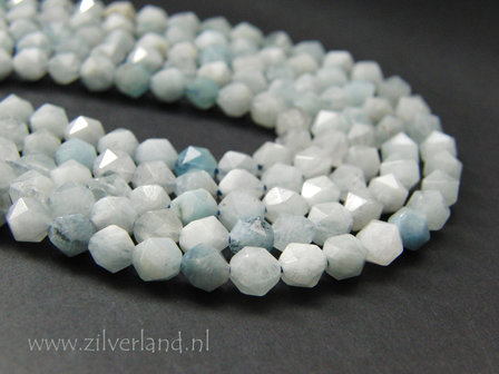 6mm Aquamarijn Edelstenen Kralen- Facet
