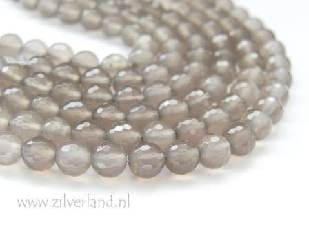6mm Grijze Agaat Kralen- Facet