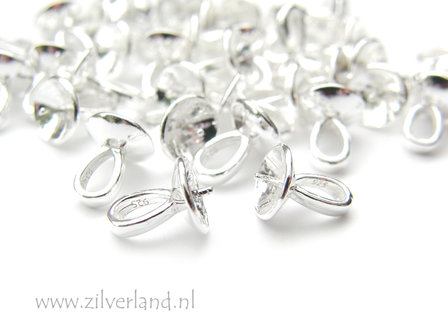 1 Stuk 8mm Sterling Zilveren Kraalhanger, Parelschotel met Pin